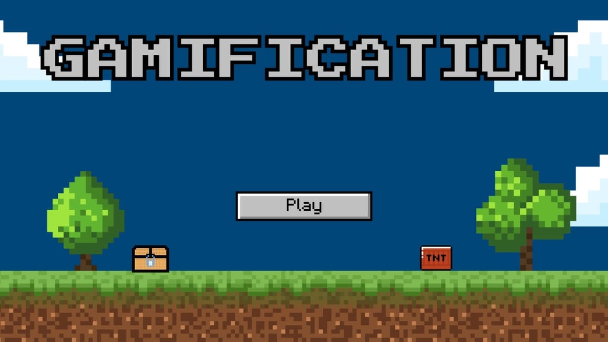 Pixelgrafik mit Schriftzug Gamification und Play-Button – Symbolbild für spielerische Motivation im Recruiting-Prozess