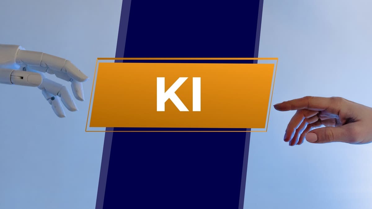 Symbolbild KI: Roboterhand und Menschenhand greifen ineinander – künstliche Intelligenz trifft Mensch in modernen Unternehmen.